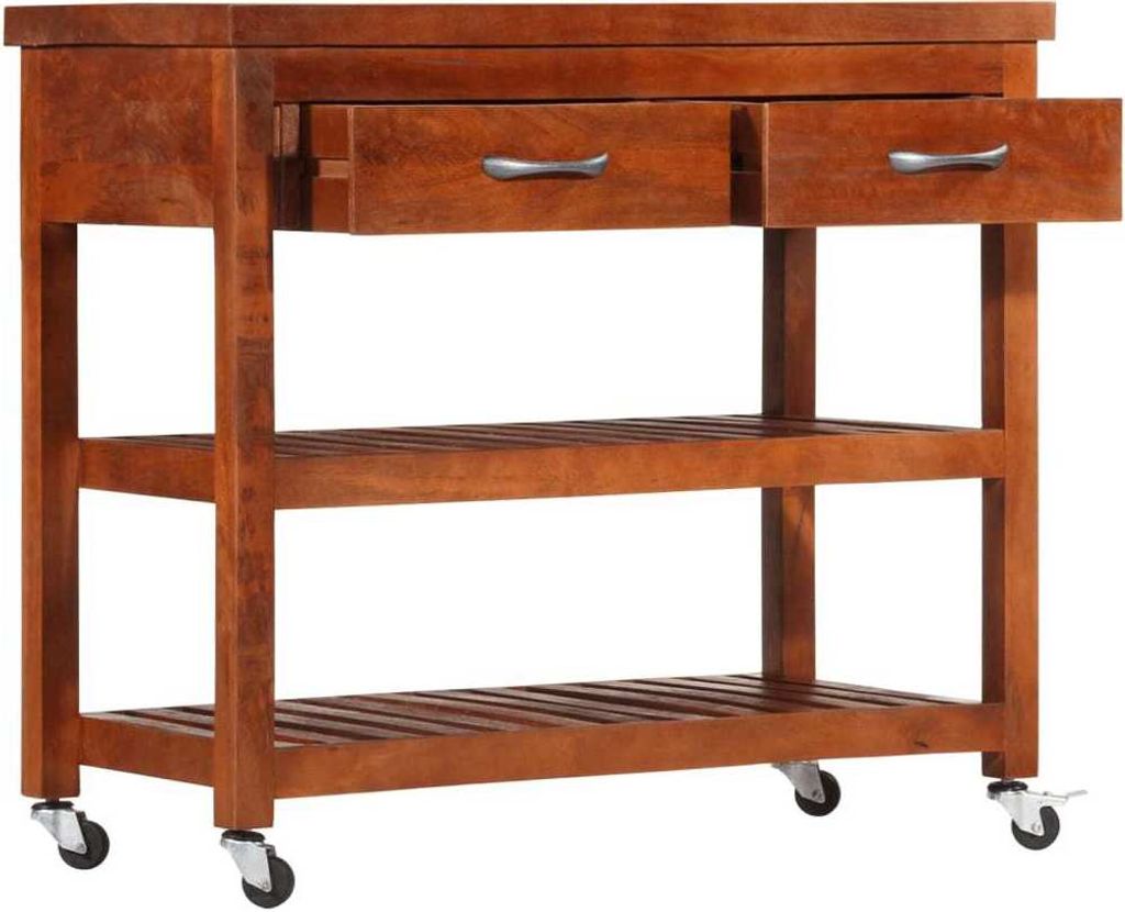 Carrello portavivande 100x48x89 cm in legno massiccio di Immagine del prodotto 