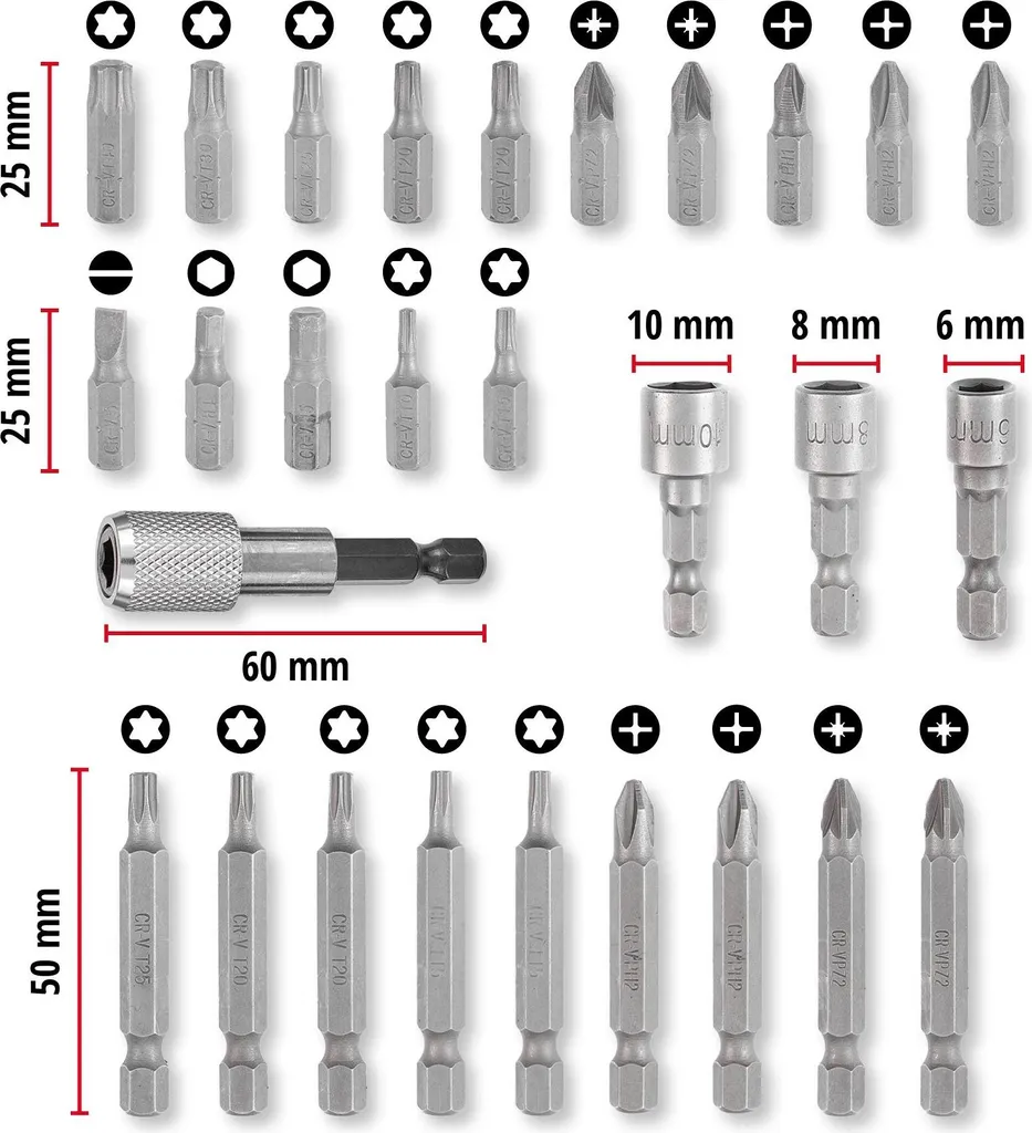 Set de 28 Embouts de Vissage Einhell S-CASE pour Perceuses et Visseuses - 10