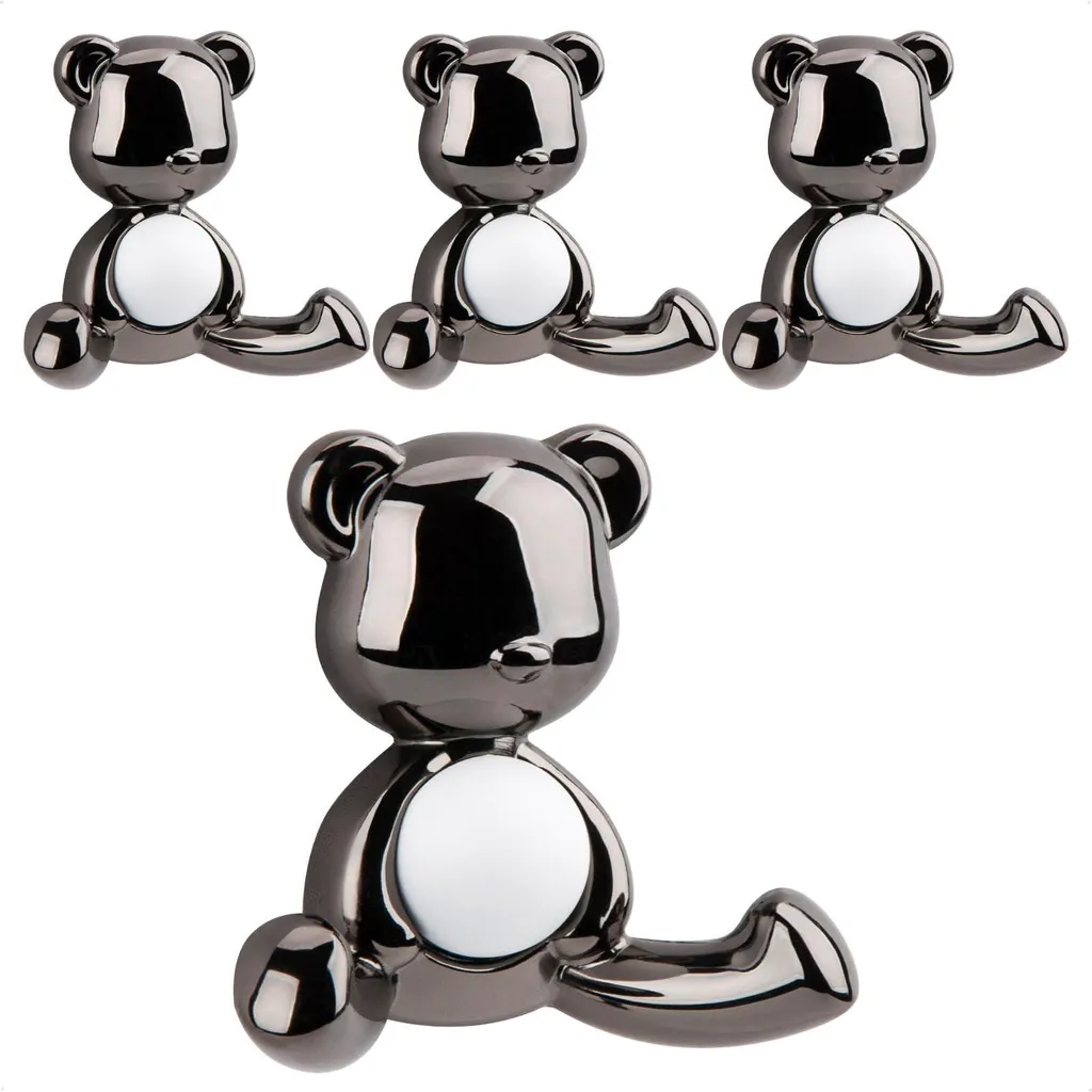 Crochets muraux ours noirs pistolet lot de 4 supports doubles à visser