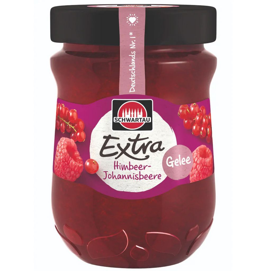 Schwartau Extra Himbeer Johannisbeer Fruchtaufstrich Gelee Produktbild 