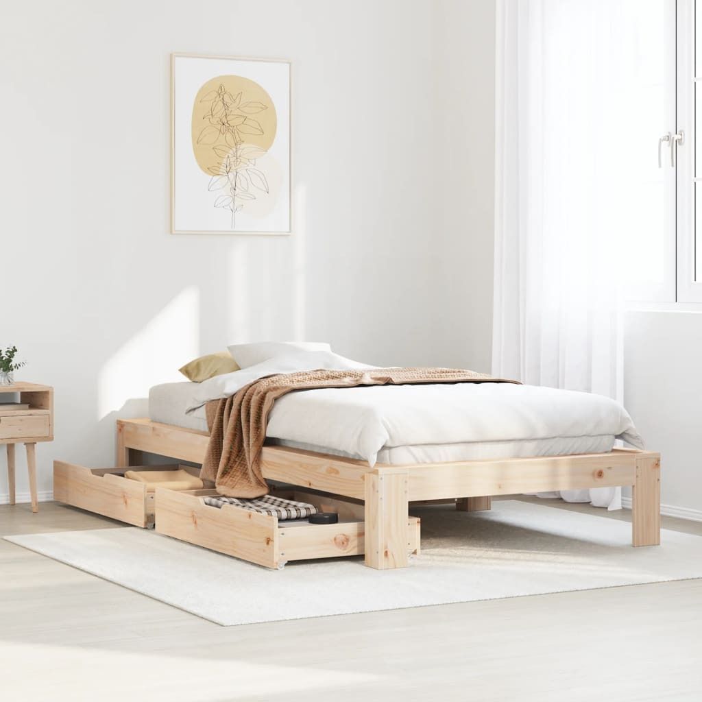 Massivholzbett ohne Matratze 75x190 cm Kiefernholz 3309023
