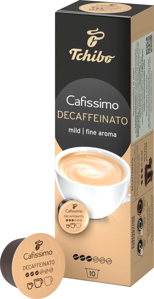 Tchibo Cafissimo Caffè Crema entkoffeiniert Kaffeekapseln, 10 Stück (Kaffee, mild mit feinem Aroma), nachhaltig & fair gehandelt