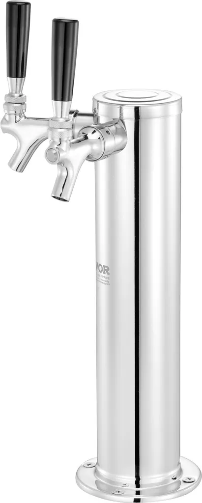 Torre di spillatura della birra con due rubinetti, torre di spillatura della birra in acciaio inox, kit di torre di spillatura con tubi preassemblati e rubinetti a chiusura automatica per feste, bar, pub e ristoranti, ecc. - 10