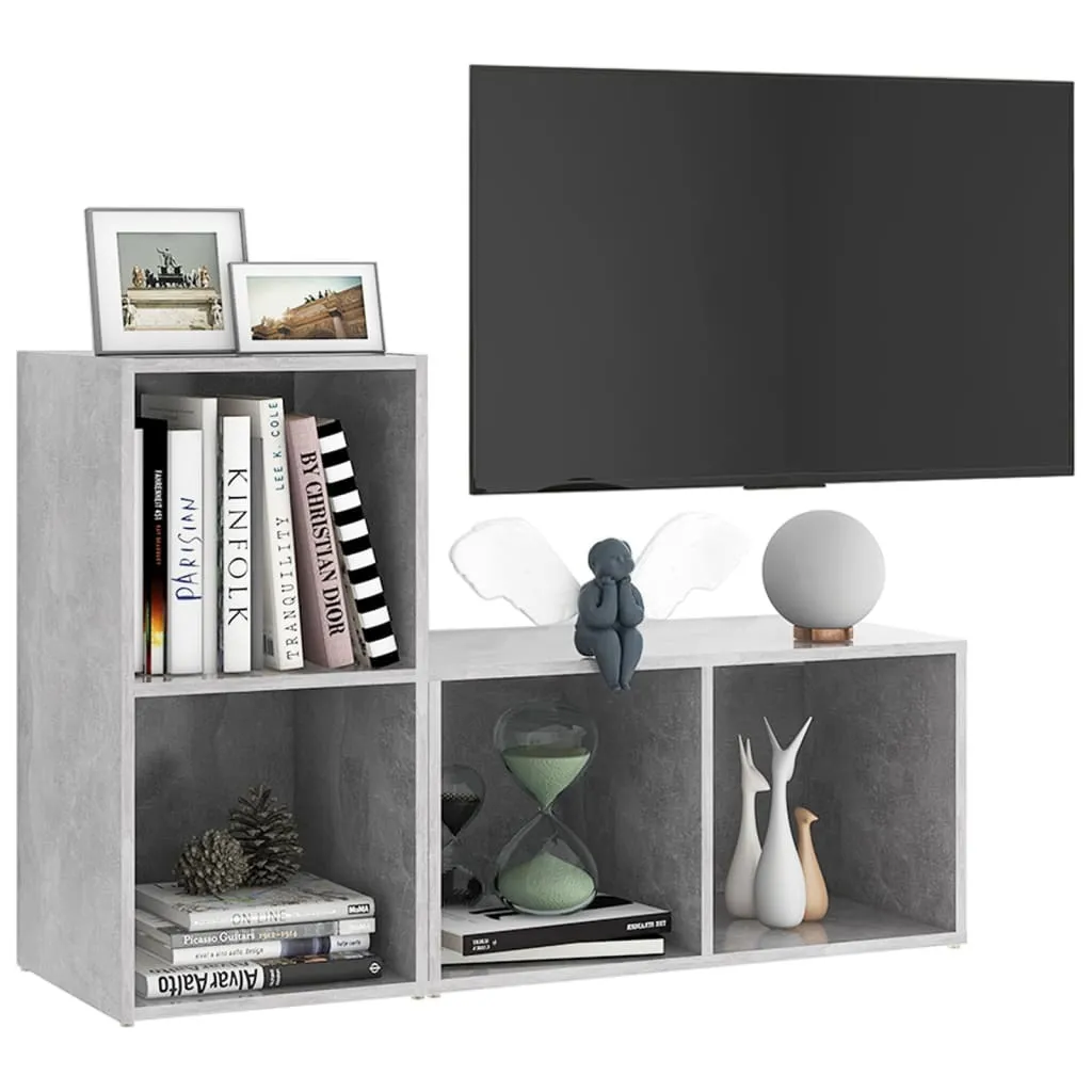 Set 2 Mobili Porta TV Grigio Cemento | Ottimizzato per Media Center - 3