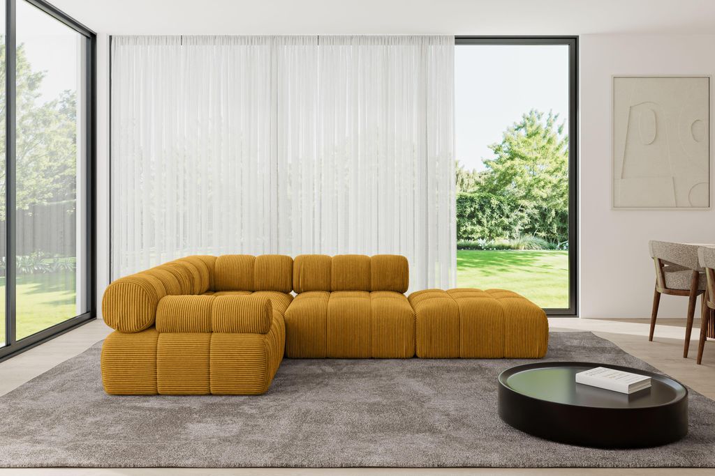ALTDECOR Modulares Sofa Ecksofa in L-Form - Felto-L1 - 285x190x70 cm Senfgelb Corner modular Sofa Eckcouch Couch Wohnlandschaft Cauchsofa Polstersofa