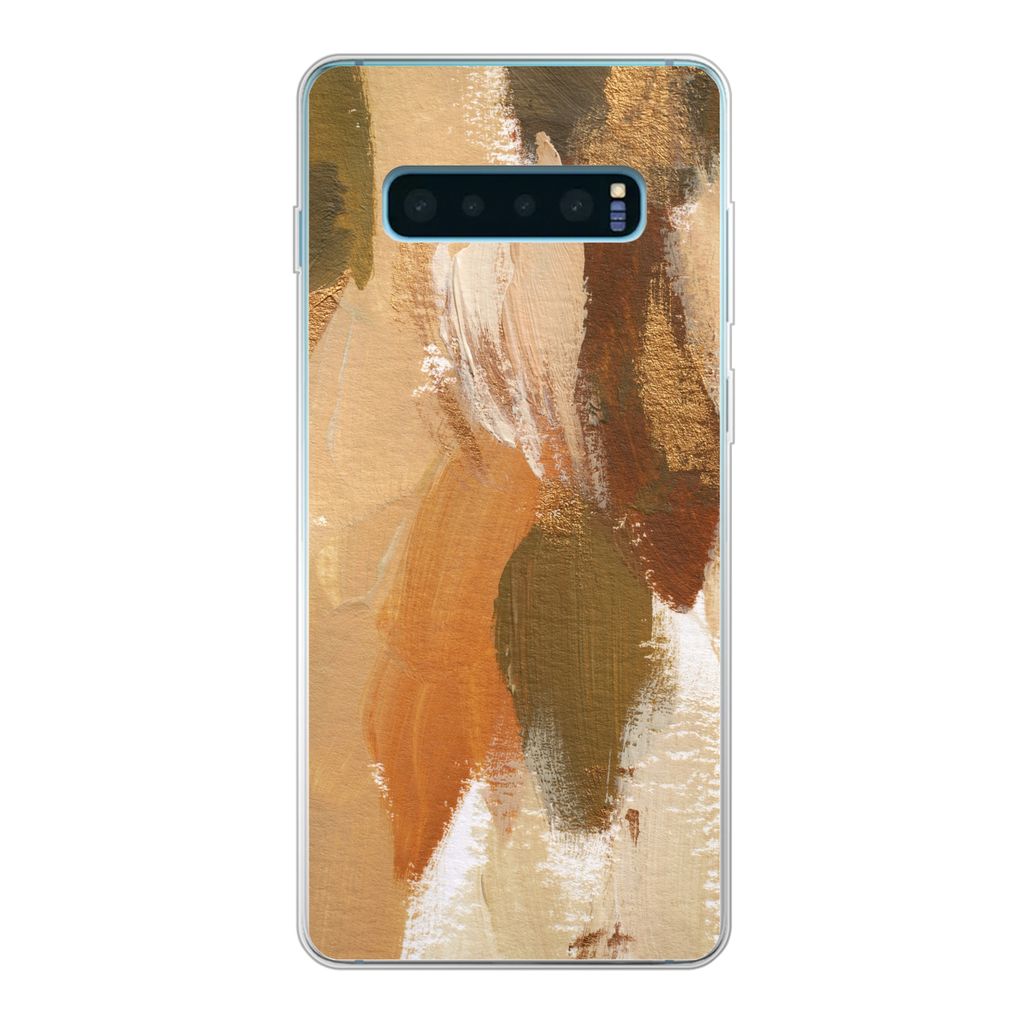 MuchoWow Handyhülle Schutzhülle Hülle für Samsung Galaxy S10 Plus Farbe - Orange - Grün Silikon Softcase Handy Hülle - Schutzhülle