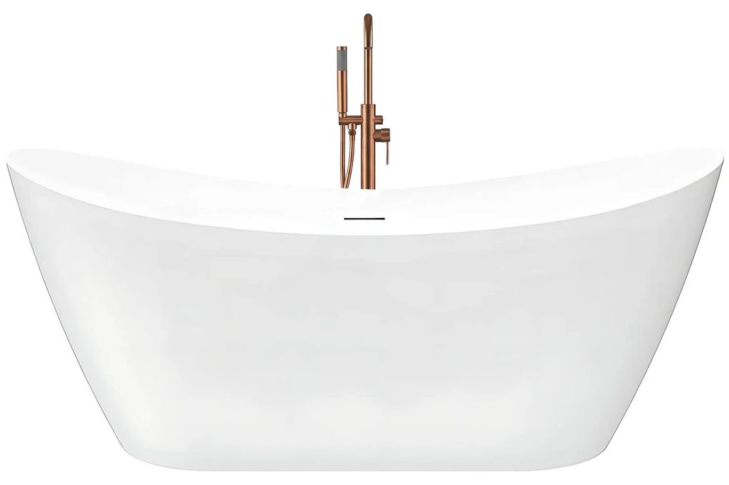 Freistehende Badewanne Rea Ferrano Slim 180 Mit Schwarzer Steckerkappe Weiß