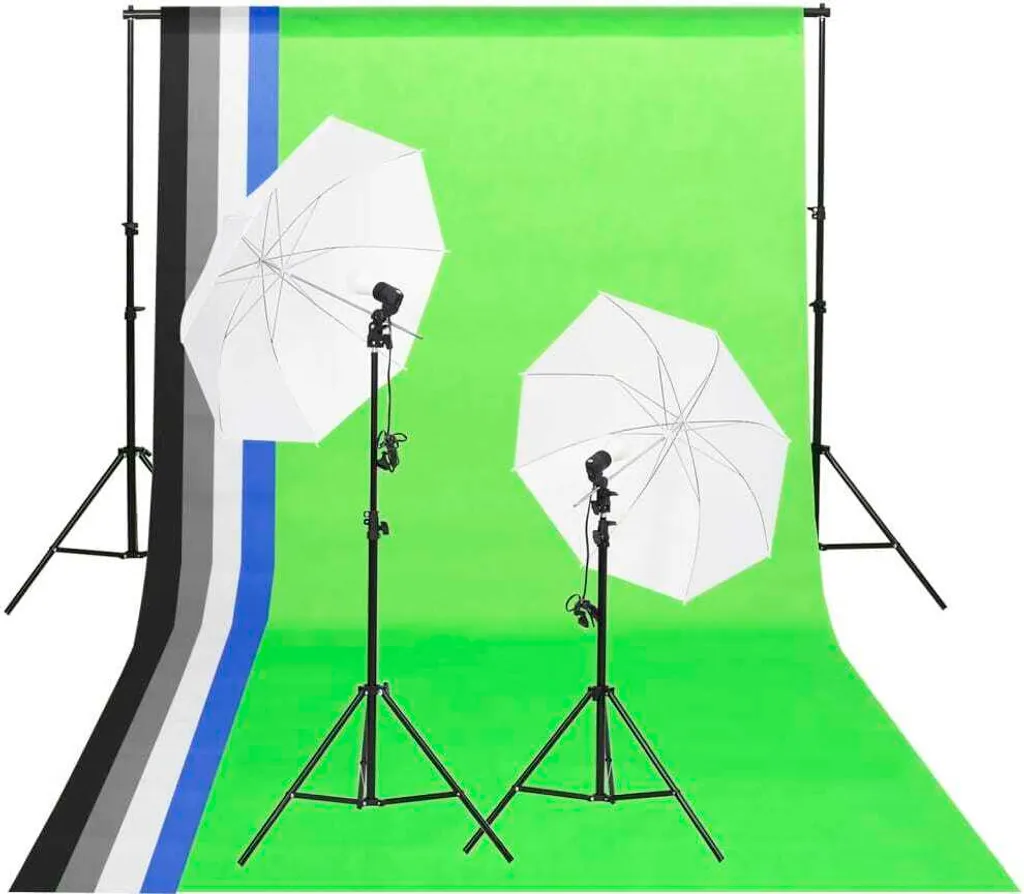 Kit éclairage studio 5500K avec 3 fonds et parapluies pour portraitiste