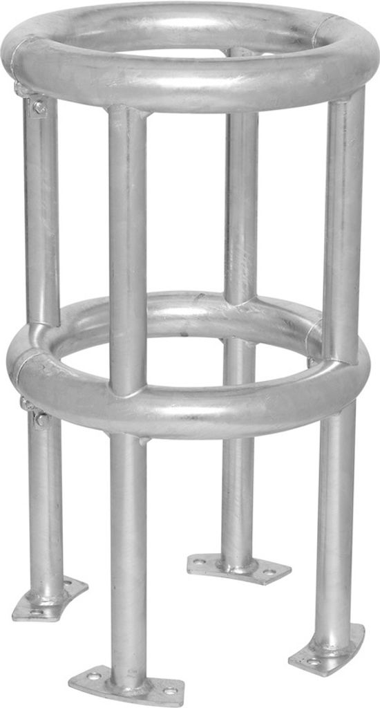 PROREGAL Großer Rohrschutz-Bügel 360° zur Bodenmontage | Innenmaß HxBxT 60x25,4x25,4cm | Feuerverzinkter Stahl | Silber