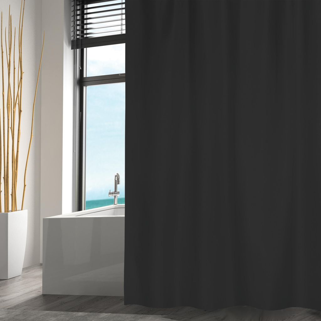Duschvorhang MSV Textil 180 x 200 cm schwarz Produktbild 