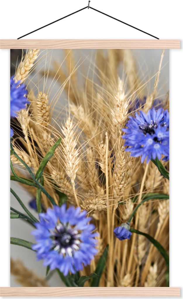 MuchoWow Textilposter Getrocknete Blumen - Getreide - Stilleben 40x60 cm mit holzfarbenen Rahmen - Poster