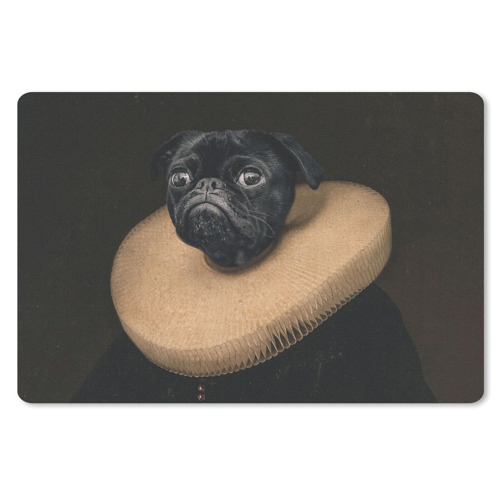 MuchoWow Schreibtischunterlage Gemälde - Mops - Alte Meister 60x40 cm - XXL Mauspad - Großes Mauspad