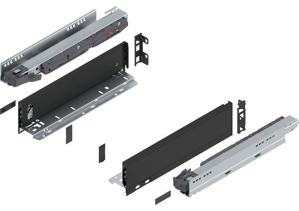 Blum Legrabox pure H N Schubladenschienen Set | 1 Paar 40kg 350mm | Tip On Vollauszug carbonschwarz