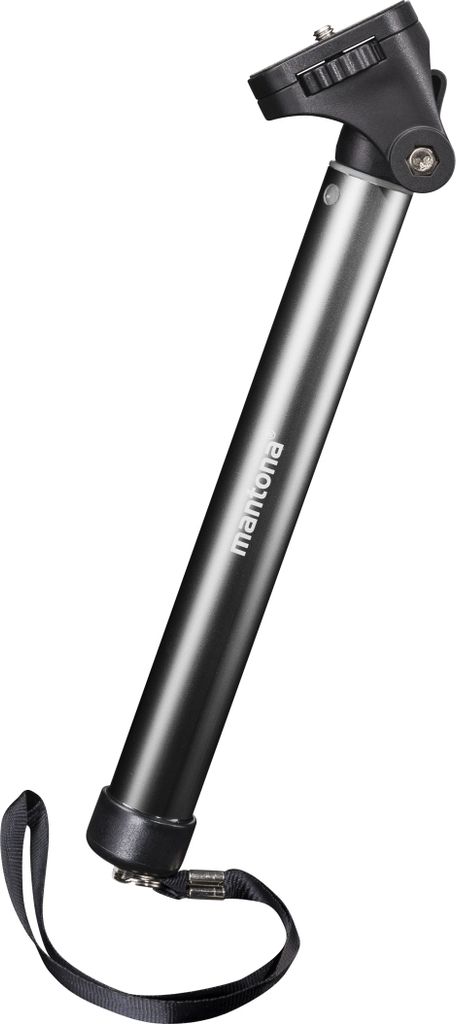 Mantona Mono-/Handstativ Selfy - 250 x 40 x 40 mm - kompatibel mit GoPro, Smartphone, Kompaktkamera u. a. - schwarz - Selfiestick Handystick Selfie...