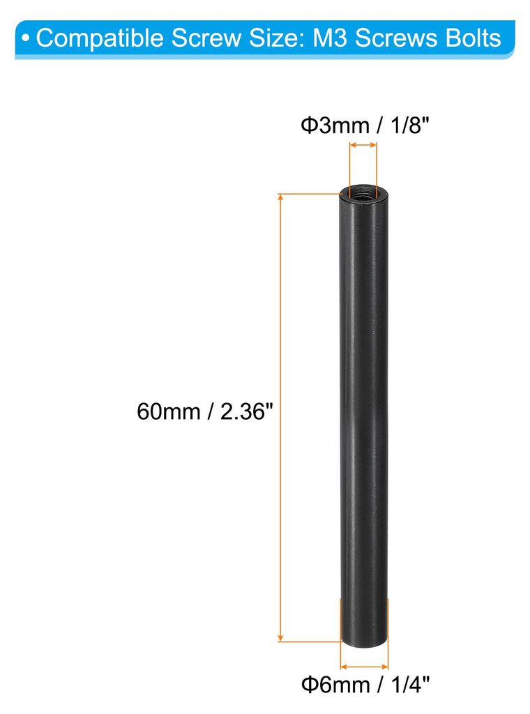 M3 Abstandshalter Aluminium Gewinde Distanzhš¹lsen 2 Stš¹ck 3mm ID x 6mm OD x 60mm L Metall Abstandshš¹lsen Schraubenst?nder Rund fš¹r RC A...