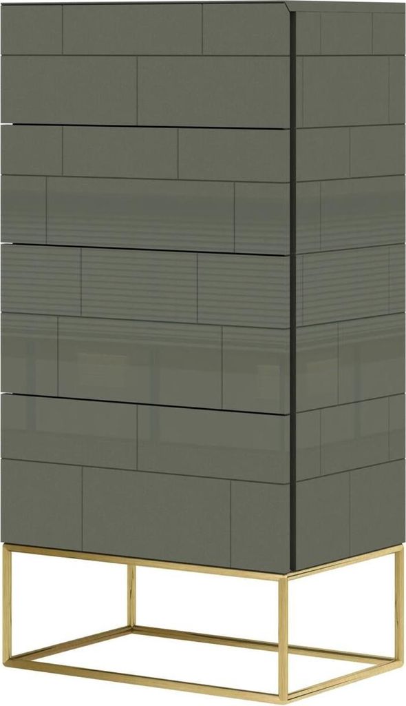 FURNLUX Kommode Rose Hill Grau Grün Und Gold 60cm / Hauptfarbe: Grün / Abmessungen: 60 x 117 x 40 cm