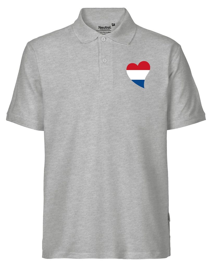 Huuraa Herren Polo Shirt Niederlande Flagge Herz S Sport Grey Bio Baumwolle Fairtrade Poloshirt Geschenkidee