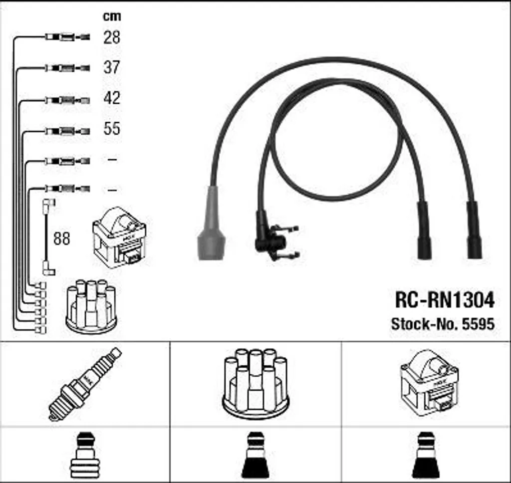 NGK 5595 Jeu de câbles d'allumage OE 7700106221 pour Laguna I Essence