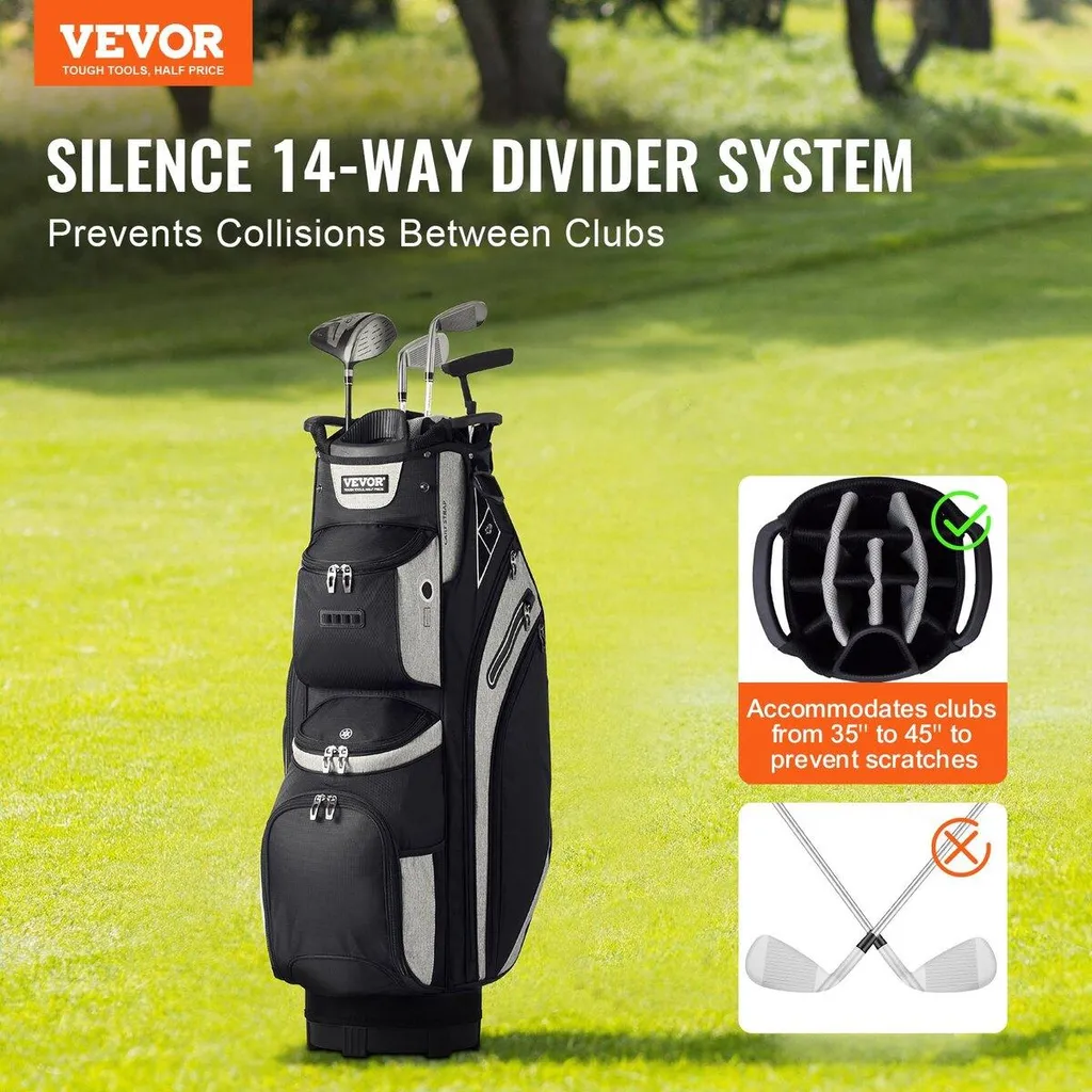 Sac de golf 14 diviseurs avec poches multiples et rangement complet - 2