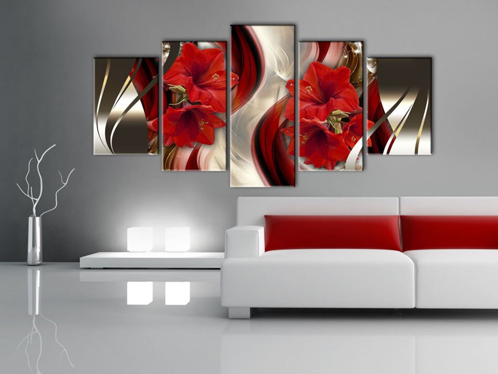 Akustikbild modern Abstrakt 200x100 cm Bilder Akustikschaum Hochleistungsschallabsorber Schallschutz Leinwand 5 tlg Wandbild Raumakustik Schalldäm...