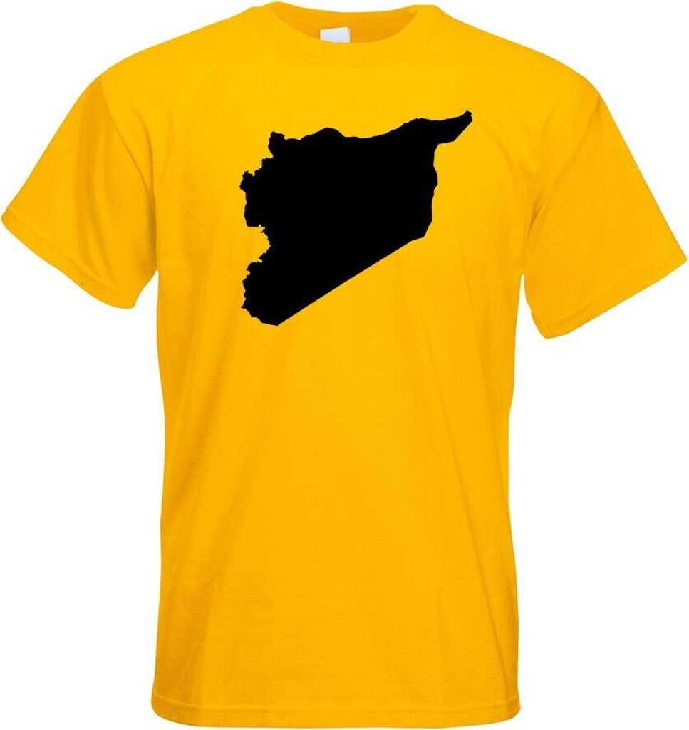 Kiwistar - T-Shirt - gelb - Syrien Umriss Kontur Herren Funshirt Bedruckt Design Sprüche Spruch Motive - mit Motiv Bedruckt - Funshirt Design - Sp...