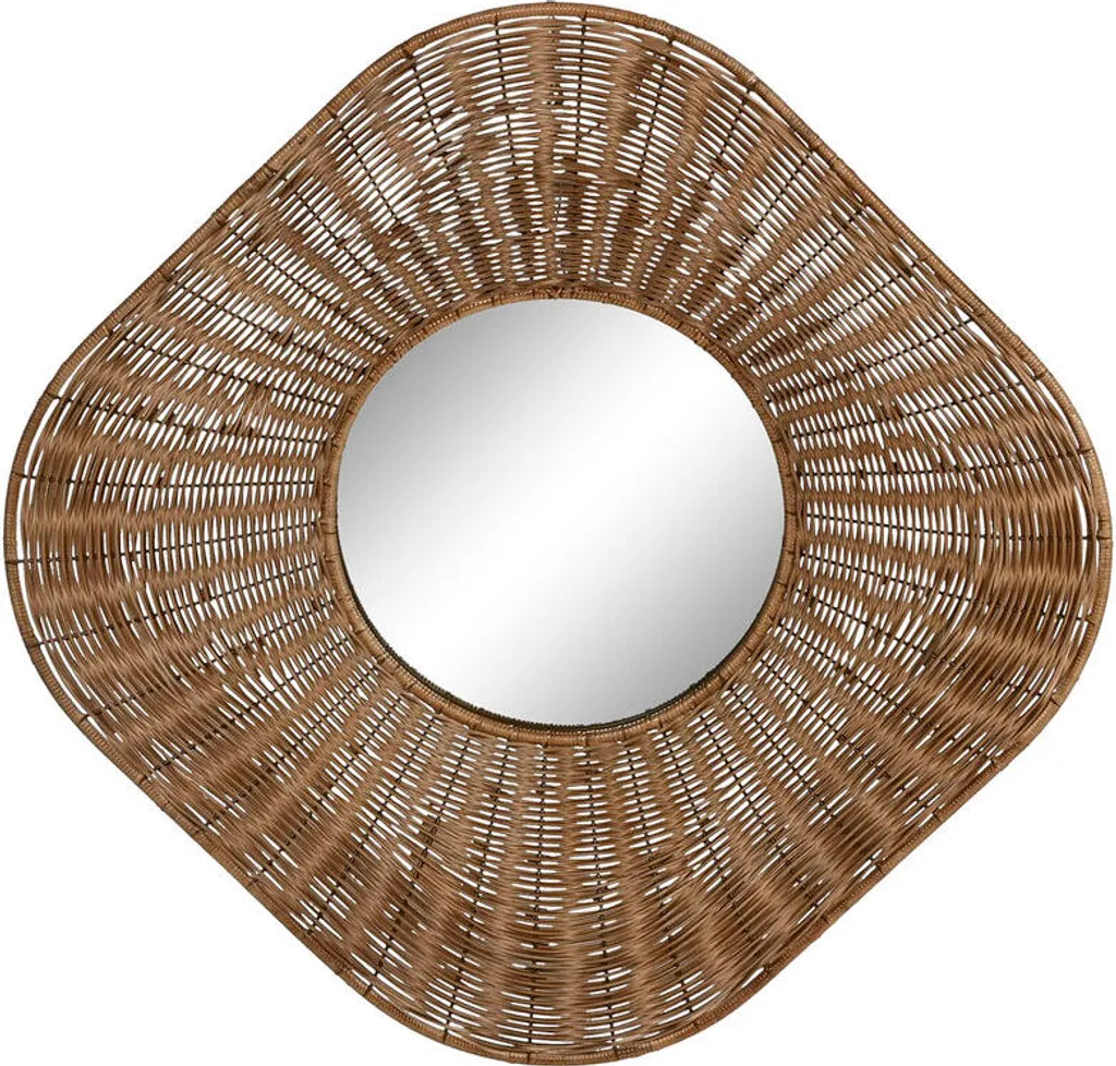 Grand miroir carré décoratif Bali Home ESPRIT cadre bois 102 cm de large