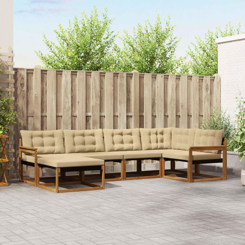 (Robust Möbel)Outdoor-Sofagarnitur - CLORIS - Balkonmöbe/Sitzgruppe - 18 pcs - Moderne Design - Natur und Beige Massivholz Akazie - Gartensof...