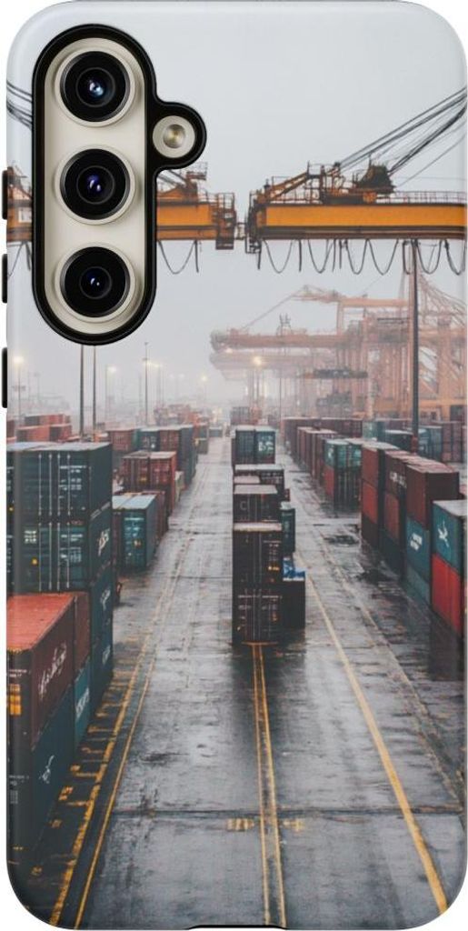 Hafenmotiv mit Containern und Kränen – Hülle Kompatibel mit Galaxy S24 Plus