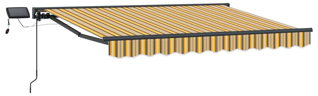 Manueller Markisenrahmen mit LEDs Gelb und Grau 3,5 x 2,5 m