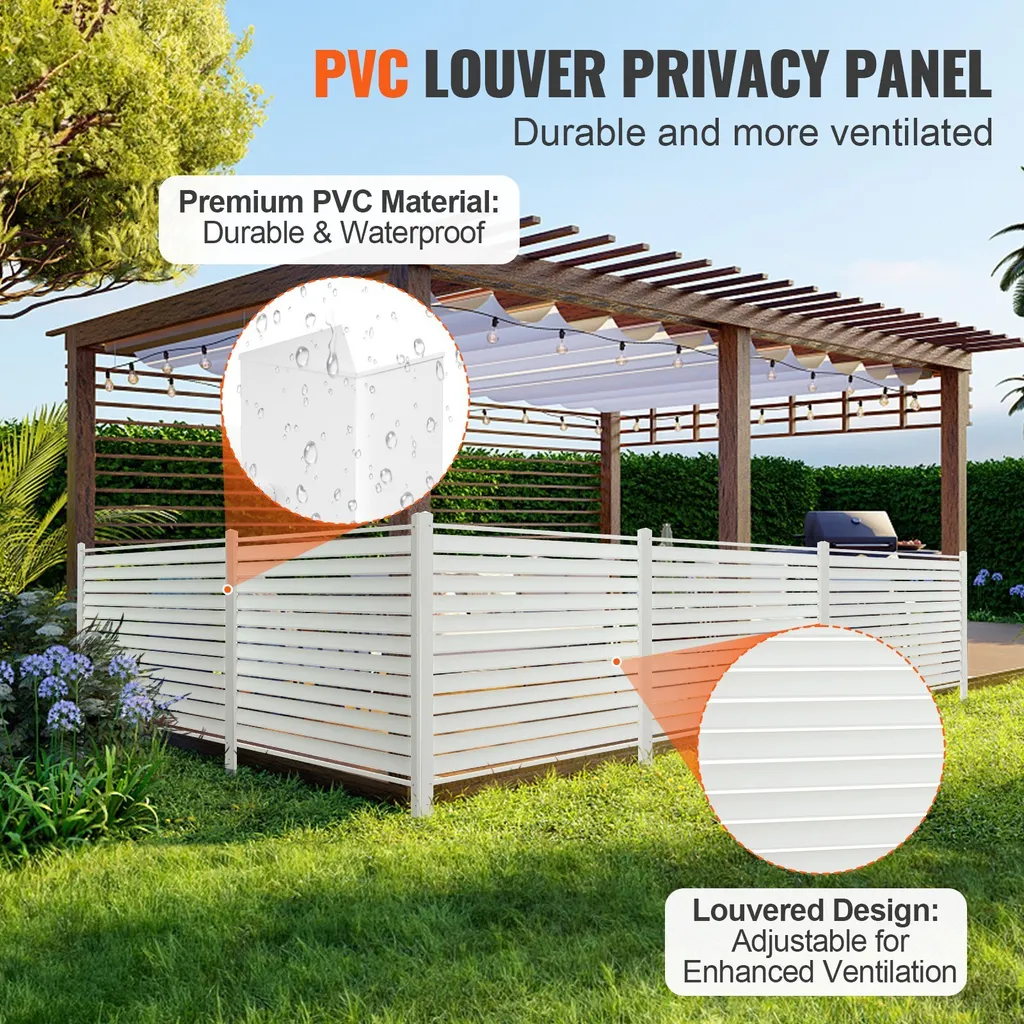 pannelli di recinzione per la privacy in vinile da 48" L x 48" H, recinzione per l'aria condizionata, schermo per la privacy all'aperto per bidoni, copertura per attrezzature da piscina, kit di schermo per la privacy, pannelli a doghe (2 pannelli) - 4