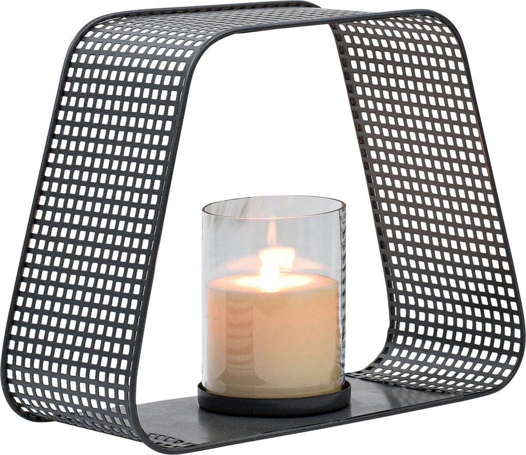 Marrakesch Skandinavische Deko Teelichthalter aus Metall & Glas in grau 21 cm groß | Windlicht Rineira als Frühling Wohnzimmer Tisch Deko | Exqui...