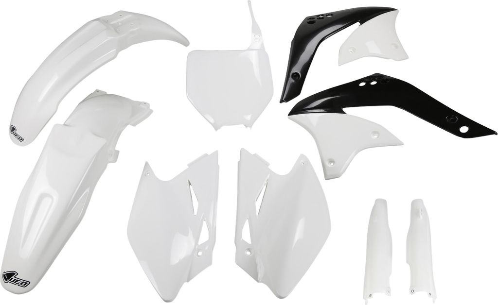 Verkleidungskit UFO PLAST 9-teilig Verkleidungssatz Kunststoff mit Gabelschutz für Kawasaki KX F 450 ccm Bj. 2007, Farbe:weiß OEM