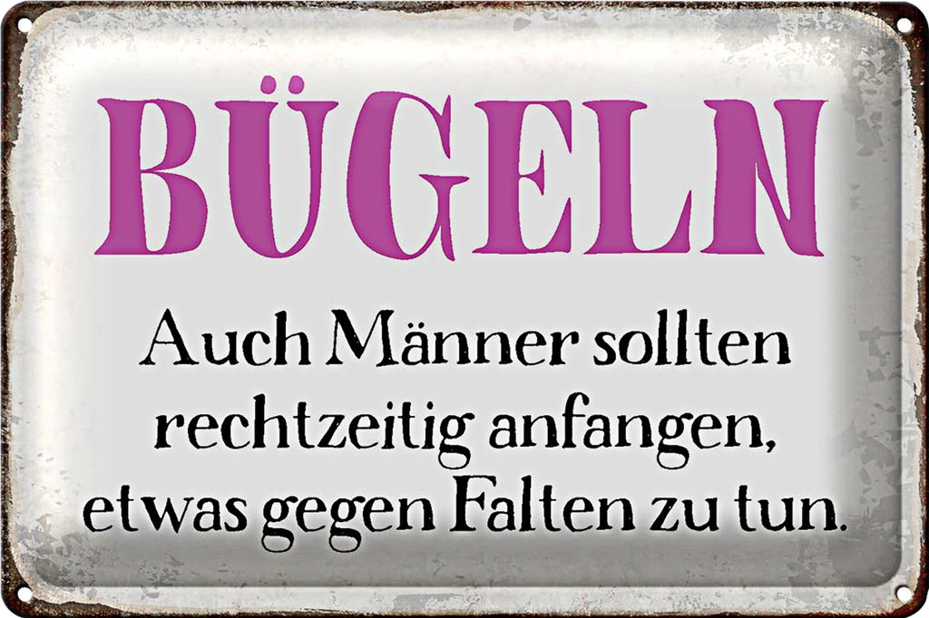 Blechschild Spruch 18x12cm Bügeln auch Männer sollten