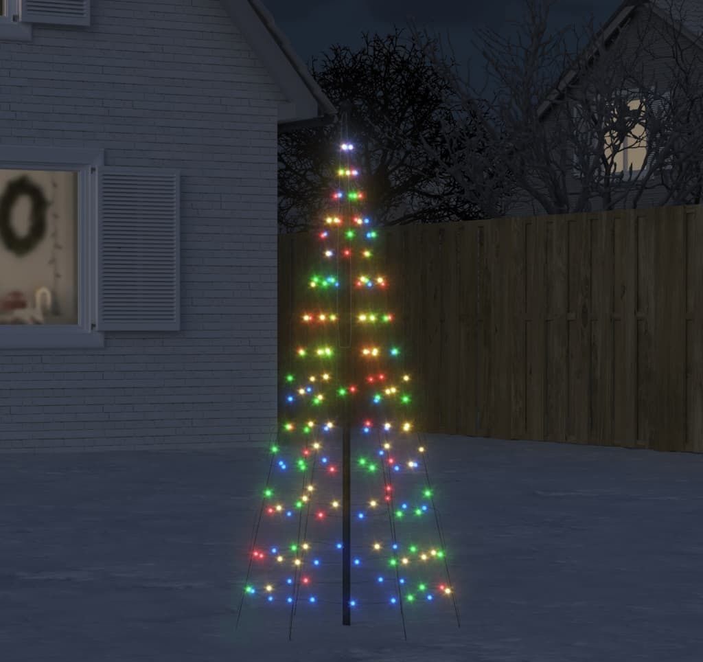 Möbel LED-Weihnachtsbaum für Fahnenmast 200 LEDs Mehrfarbig 180 cm - Weihnachtsgirlanden 358110
