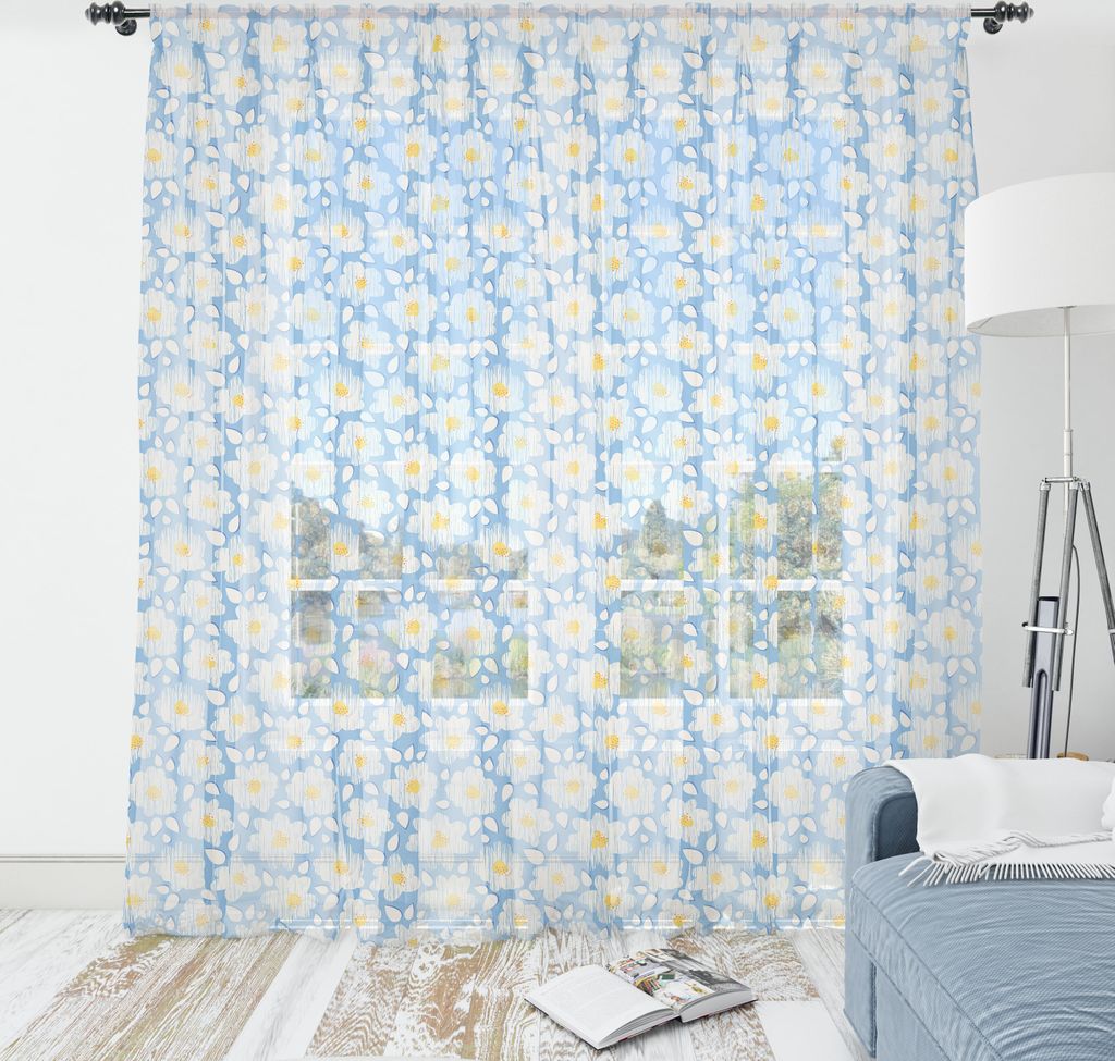 ABAKUHAUS Blumen Wandteppich, Kontinuierlicher Glückliche Gänseblümchen-Blumen Pastelltöne Skizze Retro Illustration, Wohnzimmer Schlafzimmer s...