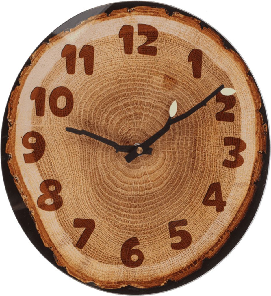 OOTB Glas Wanduhr Baumscheibe 27 x 30 x 4 cm Produktbild 
