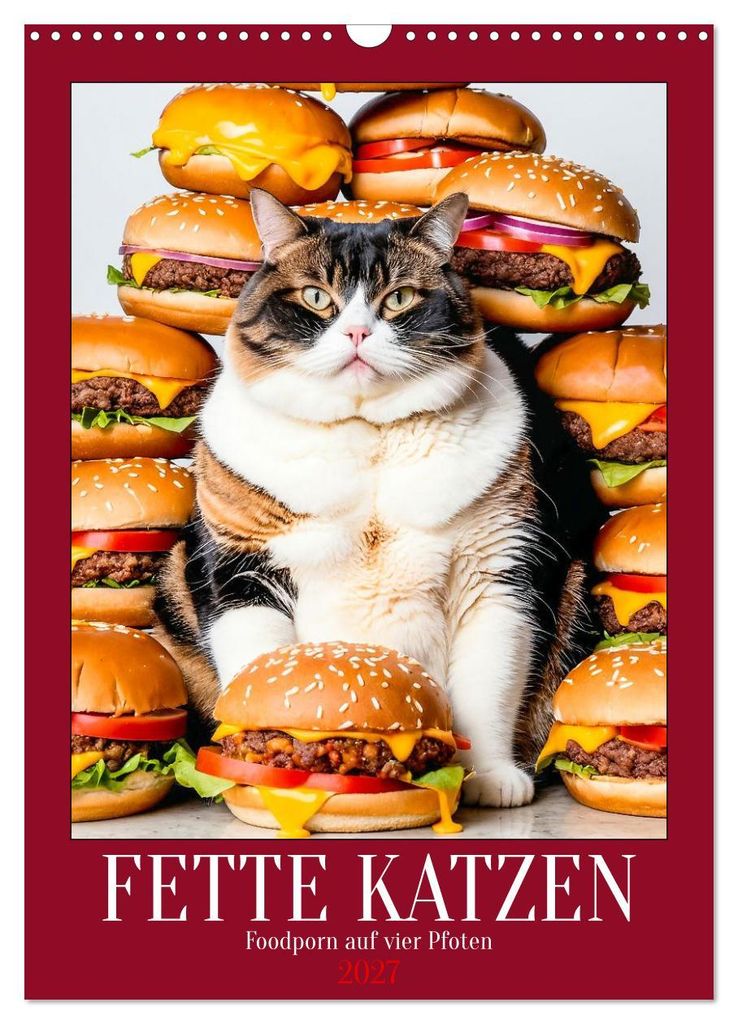 FETTE KATZEN - Foodporn auf vier Pfoten (Wandkalender 2027 DIN A3 hoch), CALVENDO Monatskalender