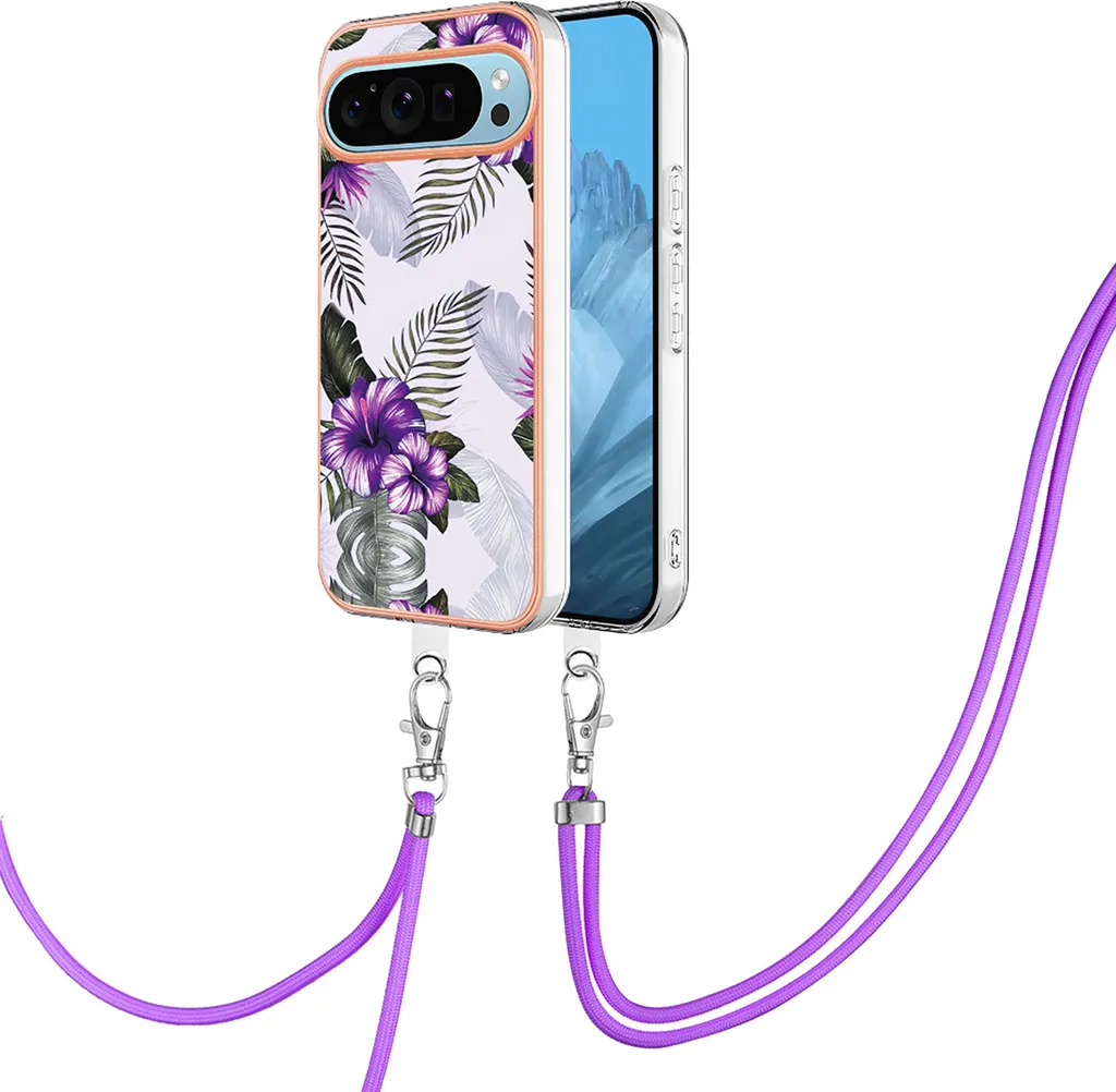 Cover Pixel 9 Pro Viola con Laccio: Mai più Telefono a Terra!