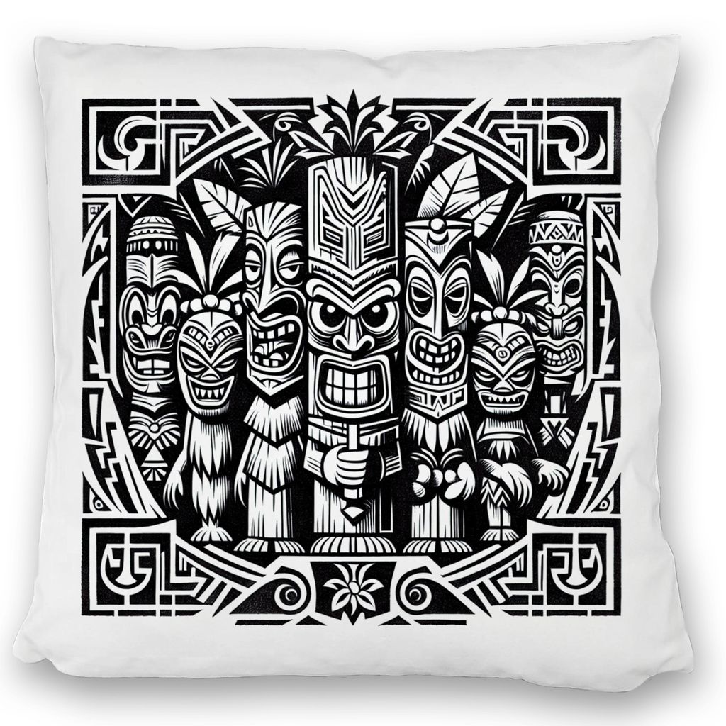 Tiki Figuren Kissen satiniert