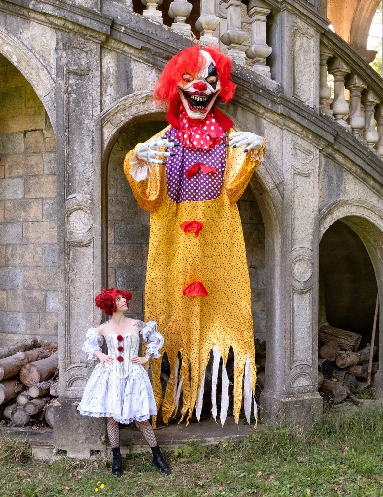 Grand Clown Suspendu Halloween 350 cm - Décoration Horreur XXL Extérieur