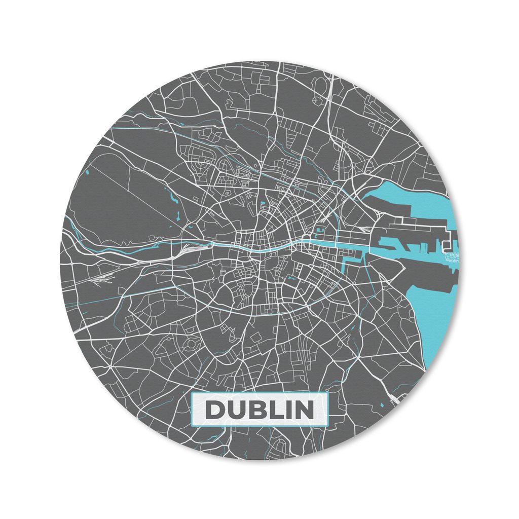 MuchoWow Mauspad Mousepad Dublin - Stadtplan - Karte - Blau 30x30 cm - Mousepads - Maus Mat - Pad - Mausunterlage - Tischunterlage - Schreibtisch...