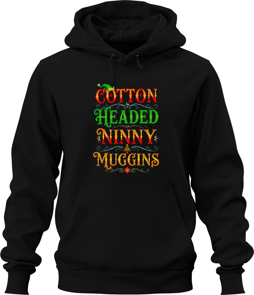 Baumwolle headed ninny muggins Buddy der Weihnachtself Filmzitat Uni Hoodie Kapuzenpullover, Schwarz, M