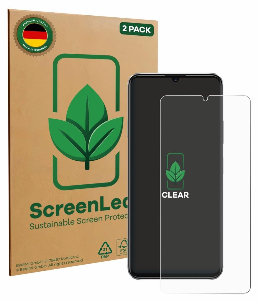 2x ScreenLeaf Schutzfolie für Huawei Nova Y72S nachhaltiger Displayschutz Display Schutz Folie Klar Transparent