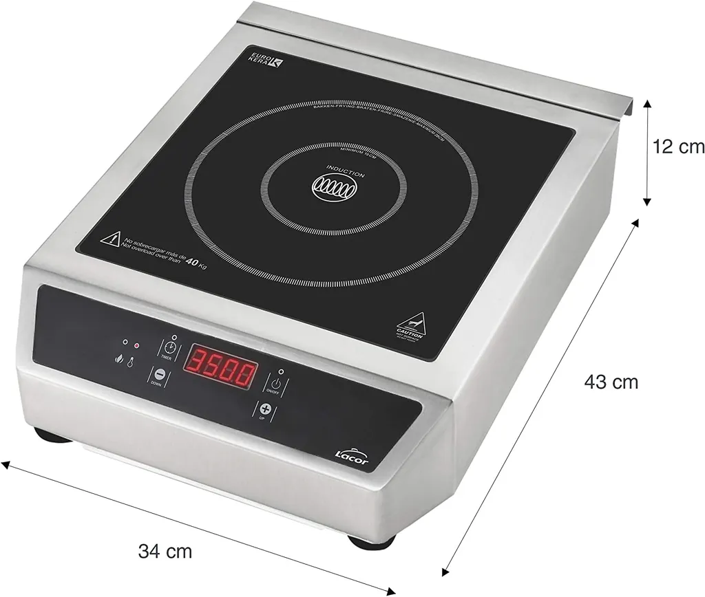 Plaque induction 3500W double zone Lacor 69132 avec surface en verre - 2