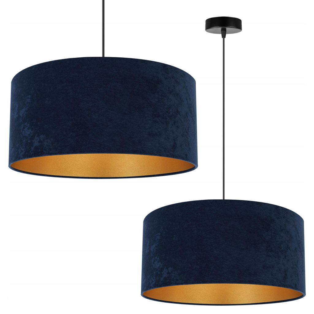 Kronleuchter Pendelleuchte mit goldenem Velours Lampenschirm – Elegante Hängelampe Deckenlampe für Wohnzimmer und Esszimmer