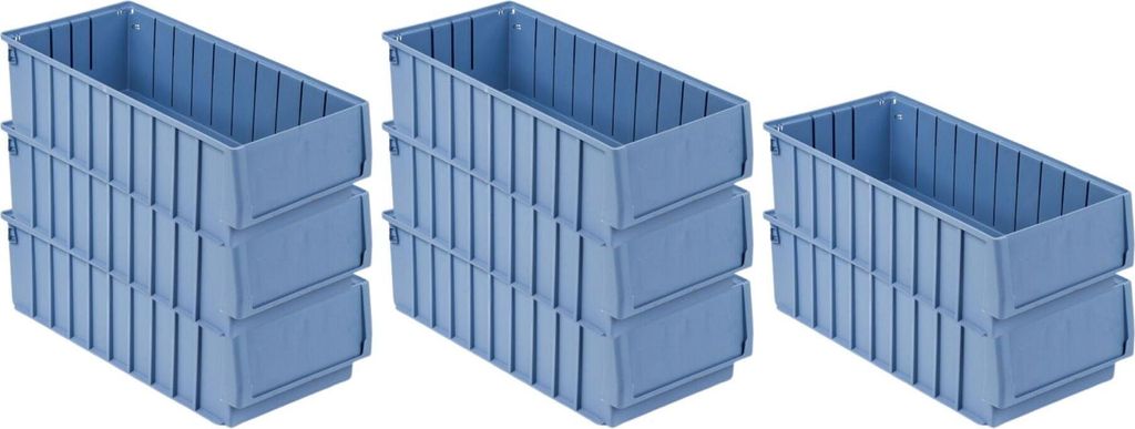 SuperSparSet 8x Regalkasten 500 BH mit Etikett & Schutzhaube | HxBxT 14x23,4x50cm | 12,6 Liter | Sichtlagerkasten, Sortimentskasten, Sortimentsbox,...