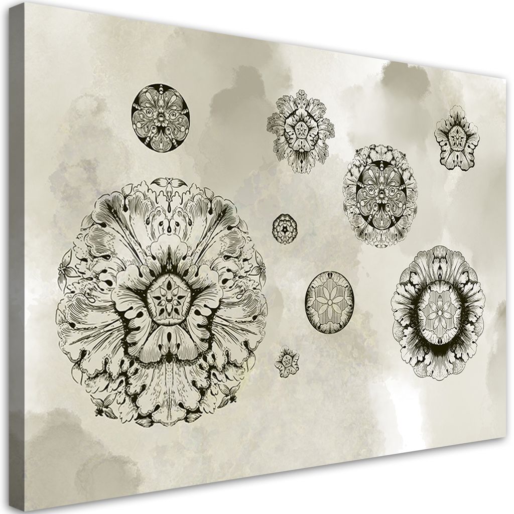 Leinwandbild Blumen in geometrischen Formen 90x60 Feeby Rosa bild für die wand bereit zum aufhängen