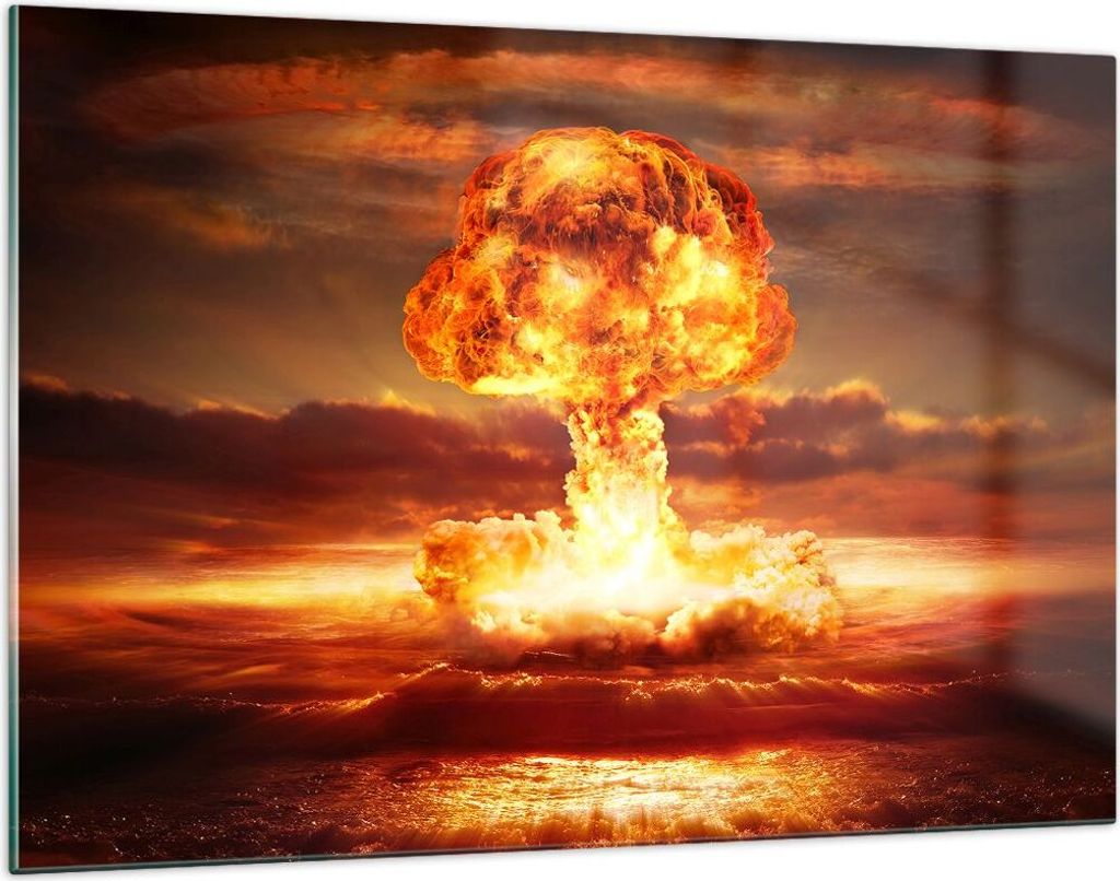 Bilder auf glas - Krieg Atombombe Pilz Apokalypse - 120x80cm - Glasbilder - Wandbilder - Kunstdruck - zum Aufhängen bereit - Wanddekoration aus Gl...
