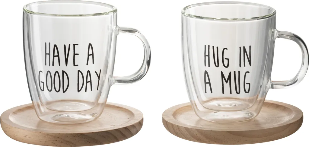 Tasse à thé J-Line en verre et bois pour pause détente cocooning