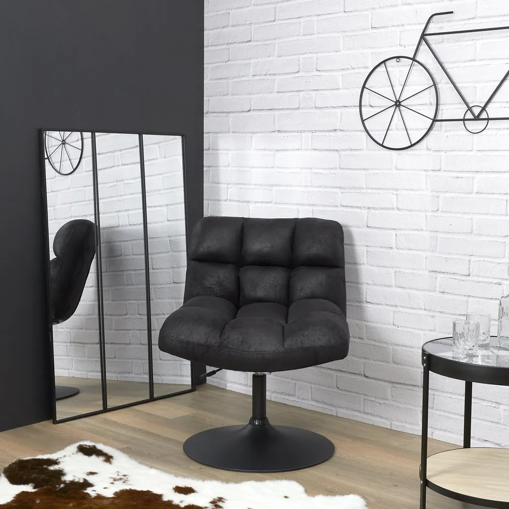 Fauteuil Noir Vintage Indus M1 - Siège de Bureau Style Industriel Chic